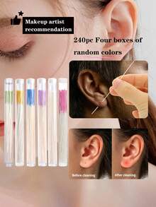 240 件/120 件/60 件男女通用一次性耳环孔清洁器、耳垢清除器、耳洞清洁工具、除臭耳部护理套装，适用于派对、生日、酒吧、女性礼物、最好的朋友、老师、新年、圣诞节、万圣节、学校、返校、旅行、旅行必需品、家居必需品、耳朵清洁器