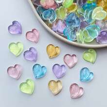 10 pièces Autocollants plats transparents en forme de cœur assortis, pour la fabrication de bijoux, les accessoires pour cheveux, la décoration artisanale (Bijouterie pour adultes de 14 ans et plus) - Multicolore - Voir 8