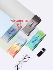 Customized Text LOGO Rainbow Gradient High-End Minimalist Portable Shockproof Myopia Glasses Storage Box - Multicolor - View 2