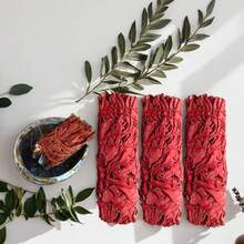 Rattan Material-Whit Sage & Dragon's Blood Sage Incense Set(1/3pcs) Rattan Smudge Stick Wands | Complete Guide | Wood Material, Spice Scent, Air Purifying Incense Or Cleansing