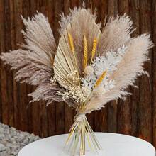 A Set Of 45pcs Of Dried Pampas Grass Decorations, Including 4 Dried Palm Leaves, Large Dried Palm Spears, And Dried Flower Bouquets Suitable For Bohemian Weddings, Home Parties, Kitchen Vases, Farmhouse Table Arrangements, And Anniversary Decorations. Gifts Birthday Graduation,Fall Decor,Autumn - Beige - View 14