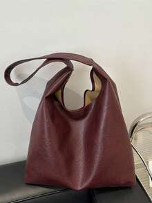 大容量时尚 Ankla 红色时尚通勤手提包，适合女士，二合一单肩和腋下托特包，用途广泛，2025 年秋冬新品 - 酒紅色 - 查看 10