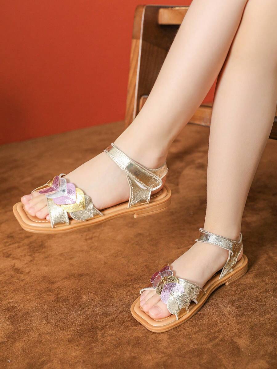 Gold Sandals Girls Shoes, Children Sandals, Toddler Flat Sandals - Gold - View 1