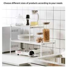 1pc Japanese-Style Kitchen Cabinet Layered Rack, Multifunctional Countertop Spice, Pot, Bowl & Dish Storage Organizer, Made Of Carbon Steel