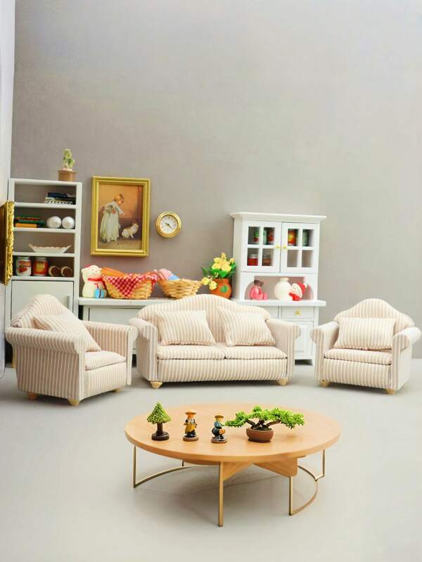 1:12 Dollhouse Mini Sofa, Mini Model Sofa With Pillow, Decorative Home, DIY Decorative Small Sofa, Wonderful Cabin Decoration, Small Sofa Set Model Set, Birthday Gift, Family Decoration, Atmosphere Decoration, Holiday Supplies