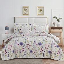 Twin/Full/Queen/King Quilt Set, 3 Piece Floral Bedding Set Microfiber Bedspread Coverlets For Beds - Hoa mơ mộng - Xem 1