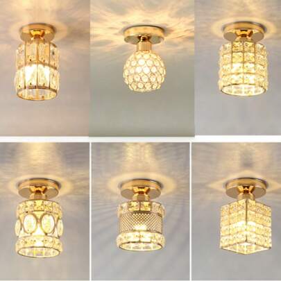 1 peça Mini Luminária Pendente de Cristal, Luminária de Teto Moderna e Minimalista para Hall de Entrada, Cristal de Luxo, Lâmpada Não Inclusa