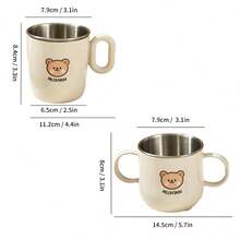 Cană de apă din oțel inoxidabil 304 cu mâner, cană de cafea cu lapte cu perete dublu, model drăguț de desene animate, cană detașabilă anti-opărire, potrivită pentru copii, studenți și adulți, pentru a fi utilizată la școală, birou, camping în aer liber, picnic