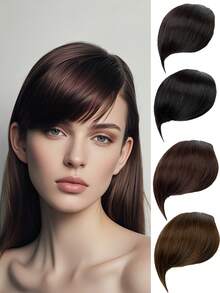 Extensions per capelli con frangia laterale per donne, molletta doppia per capelli lisci spessi, frangia sintetica finta, adatta per coprire la fronte e per acconciature quotidiane e da festa