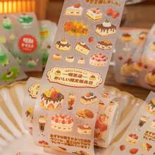1卷/袋胶带、甜茶店系列、复古闪光砂PET模切胶带、剪贴簿用品、笔记本配件、装饰相框、电脑和手机壳、水杯、旧杂志、铅笔盒、桌面装饰贴纸、返校贴纸、学校用品