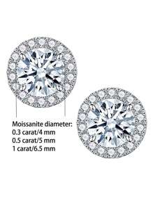 1 Pair 925 Sterling Silver Moissanite 0.5-1 Carat Screw Back Stud Earrings, Y2K Style Suitable For Women, Daily Wear, Vacation, Commute, Date, Party, Wedding, Great Gift For Bestie, Wife, Girlfriend, Birthday