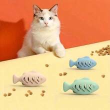 3pcs Silicone Fish-Shaped Cat Chew Toy - Interactive Treat Dispenser, Puzzle Snack Pet Toy For Dental Health, No Batteries Needed, Materials, Interactive Cat Toys