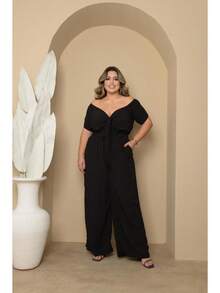Plus Size Cropped And Pantaloon Set For Women - màu đen - Xem 2