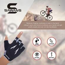 Guantes de ciclismo con medio dedo, guantes de ciclismo de montaña y carretera, antideslizantes, absorbentes de golpes, acolchados, transpirables, para bicicleta de montaña, para hombre y mujer, color, talla M - 1 - Ver 6