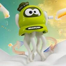 1/2个 - 可爱互动海洋蓝色塑料发条跳舞章鱼玩具（不含电池），色彩鲜艳的海洋动物造型爬行鱿鱼幼儿感官玩具，适合练习趴卧和3岁生日礼物 - 适合3岁宝宝的益智玩具