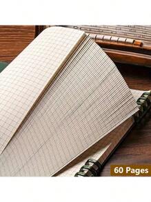 Square Grid Notebook 8.46x7.68" (21.5x19.5cm) - Lay-Flat Spiral Binding For Meeting Notes, Class Diagrams, Sketchbooks & Personal Diary Use, School Supplies,Back To School