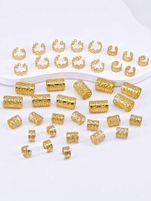 40pcs Braided Hair Accessories Set, Including Gold Headbands, Assorted Hair Scrunchies, Adjustable Hair Beads, Suitable For Braids, Messy Buns, And Other Hairstyles, For Girls - Gold - View 4