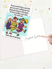 1 张带信封的搞笑老年女士生日贺卡 - “你把左腿伸进去，你的背伸出来，你踢腿，你得了痛风”幽默老年贺卡，适合里程碑生日或退休 - 内页空白 - 彩色 - 查看 4