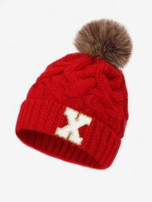 1 chiếc mũ len chữ cái cho bé, mềm mại, ấm áp và thoải mái, thích hợp cho bé trai và bé gái mặc ngoài trời vào mùa thu/đông. - Đỏ - Xem 47