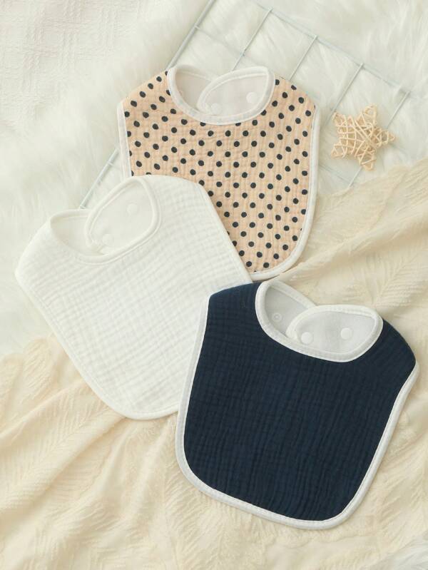 3-Pcs Baby Bibs Set For Girls And Boys ,100% Cotton Muslin Bibs Super Soft, Unisex Drooling Bibs Set With Sweet Ruffles And Adjustable Snaps