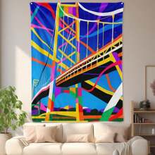 Vibrant Selma Bridge And Ribbon Design Blanket In Colorful Hues To Celebrate Friendship And Add A Touch Of Joyful Artistry To Your Home With Warmth And Style Printing - 彩色 - 查看 5