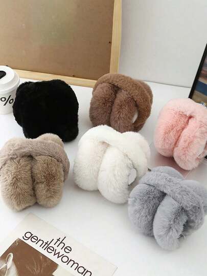 1个冬季保暖耳罩，仿兔毛材质，保暖内衬可折叠耳罩，防风可折叠耳套，冬季秋季配饰