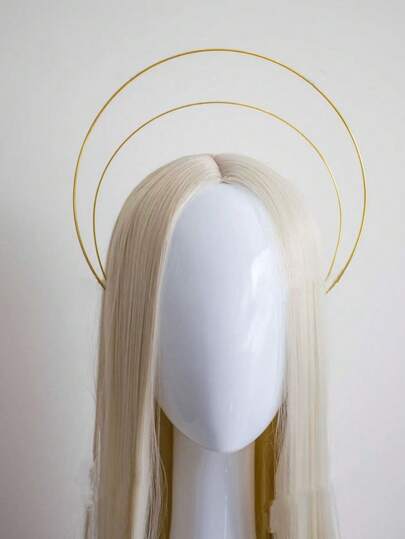 1pc Halloween Golden Halo Crown, Goddess Headpiece, Queen Crown, Bridal Headband, Photography Prop, Celebration Crown, Festival Crown, Classical Halo Headband, Suitable For Halloween