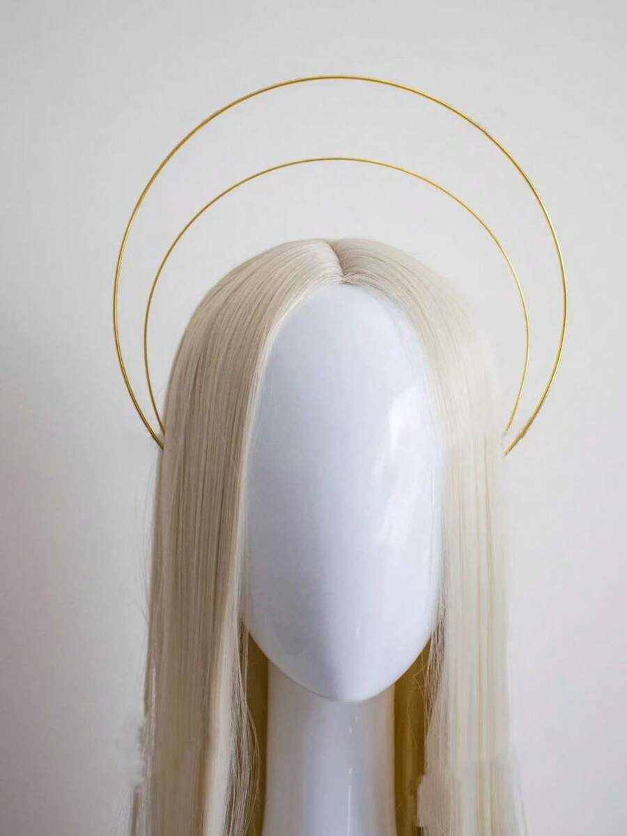 1pc Halloween Golden Halo Crown, Goddess Headpiece, Queen Crown, Bridal Headband, Photography Prop, Celebration Crown, Festival Crown, Classical Halo Headband, Suitable For Halloween