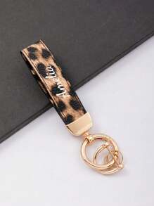 1 Piece Of Customizable Name Unisex Black, White, Red, Pink, Orange Zinc Alloy Simple Style Leather Keychain, Suitable For All Kinds Of Keys And Car Keys, Halloween Leopard Print Gift Souvenirs