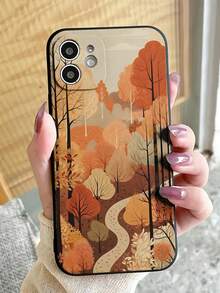 Funda de teléfono con borde recto perforado y pintura de colores, a prueba de caídas, compatible con múltiples modelos de teléfonos - Multicolor - Ver 1
