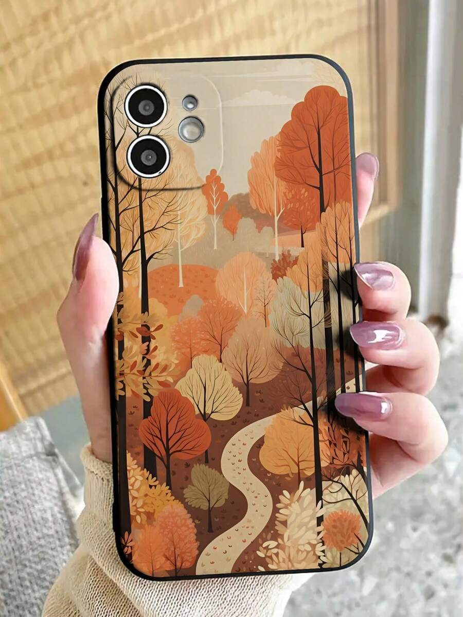 Funda de teléfono con borde recto perforado y pintura de colores, a prueba de caídas, compatible con múltiples modelos de teléfonos - Multicolor - Ver 1