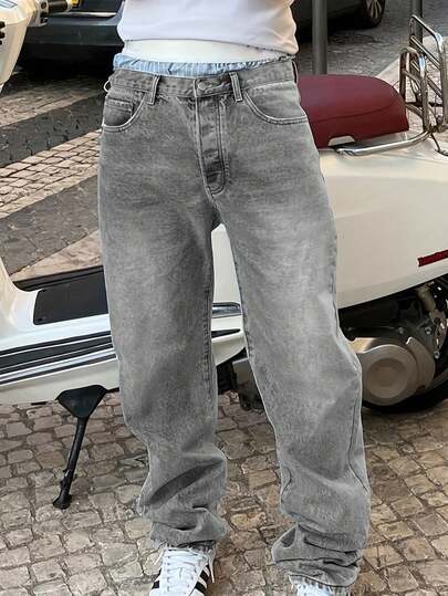 Teens/Youth Boys' Plain Simple Casual Wide Leg Jeans