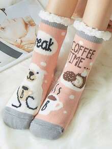 1双加厚羊毛舒适家居袜，圣诞袜，地毯袜，生日、派对、送给父母、爱人、朋友的完美礼物，舒适袜子 - 彩色 - 查看 20