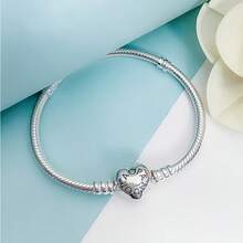 PANDORA 基本款心形情侣 DIY 蛇骨手链，925 银情侣基本款手链，送给女朋友、生日、圣诞节、母亲节的礼物，590719
