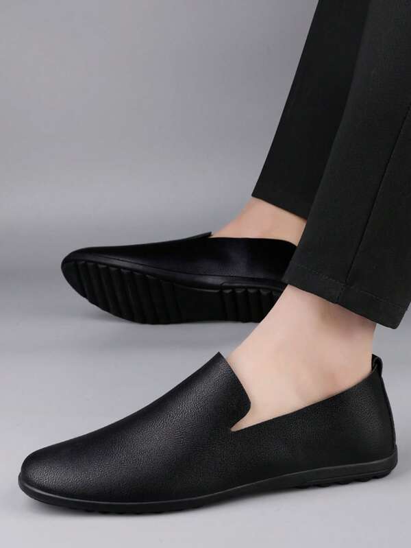 Mocassins Masculinos De Cor Sólida Para Uso Diário, Leves E Macios, Sem Cadarço, Para Uso No Escritório, Para Todas As Estações