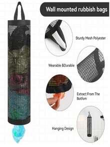 Organizador de bolsas de plástico, soporte para bolsas de la compra y de basura, dispensador de malla ahorradora de espacio para la cocina. Diseño moderno y conveniente que mantiene las bolsas limpias y transpirables, organizador de malla ahorradora de espacio. Solución de almacenamiento multiusos montada en la pared para el hogar y la cocina con color y estilo aleatorios, decoración del hogar, almacenamiento para fiestas y Navidad