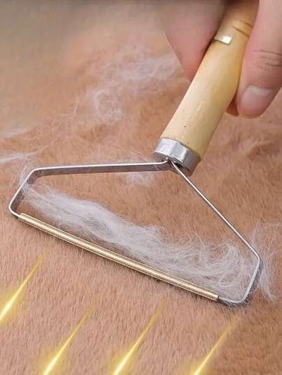 1/2pcs Manual Pet Grooming Brush, Efficient Deshedding Tool, Dual-Sided Stainless Steel Blade With Ergonomic Wooden Handle, Suitable For Cats, Dogs, Mother's Day & Back To School Gift