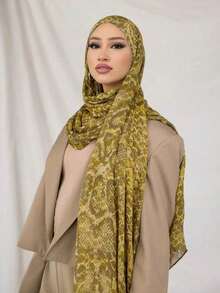 1件女士波西米亚风动物纹莫代尔头巾，秋冬街头情侣围巾，适合日常佩戴，可搭配长袍。