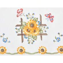 3pcs Farmhouse Kitchen Cafe Curtain Set Brushed By Hand Of Sunflower And On Thick Satin Fabric (Swag And 24 Inches Tiers Set), Home Decor - 58吋寬 x 51吋長(1 件裝) - 查看 2