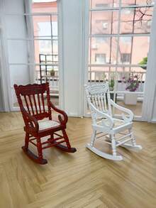 1 pieza Silla mecedora en miniatura de 4 pulgadas para casa de muñecas, decoración para el hogar/oficina, modelo de silla mecedora de lujo en miniatura, mini figura, artesanía de estantería, disponible en varios colores, mueble miniatura creativo, decoración de sobremesa, accesorio de escritorio de oficina, mini artesanía, decoración interior, accesorio para fotografía de escena - Multicolor - Ver 6