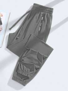 1件女式夏季輕盈冰絲運動褲，透氣休閒褲，彈性口袋適用於戶外活動和健行