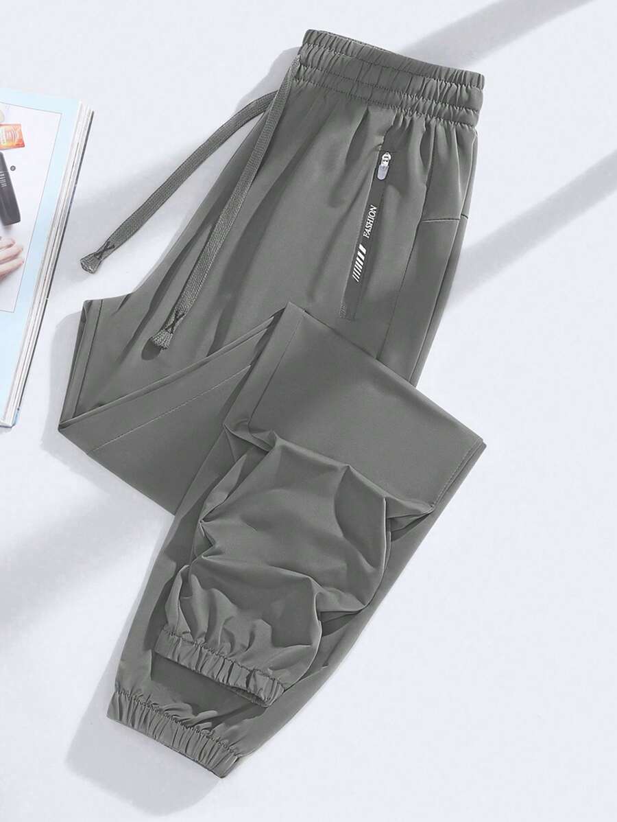 1件女式夏季輕盈冰絲運動褲，透氣休閒褲，彈性口袋適用於戶外活動和健行