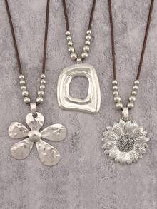 1 件时尚优雅金色不对称扭曲吊坠项链，适合送给男朋友、女朋友、家人、日常配饰的礼物 - 臘繩 - 查看 16