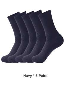 1/5/10 Pairs Men's Waffle Pattern Business Crew Socks, Double Needle Comfortable Big Open Formal Socks, Men's Office Socks, Suitable For Daily Use, Fall Socks