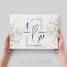 1pc 38-Page Personalized Wedding Guest Book, Simple Elegant White Flower Wedding Message Book Album, Wedding Decor & Gift Exquisite, Stylish, Contracted, Modern Custom, Personalized, Unique Ideal Gifts For Him Her, Boyfriend, Girlfriend, Dad, Mom, Family, Friends For Anniversaries, For Valentine's Day, For Mother's Day, For Birthdays, For Children's Day, For Father's Day, For Graduation, For Weddings, For Housewarming Living Room, Office, Tea Room, Home, Garden, Christmas,Xmas Decoration