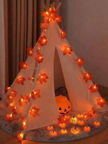 10/20/40LED Halloween Maple Leaf String Lights, Maple Leaf Wreath Lights, Halloween, Thanksgiving And Autumn-Themed Decorative Light Strings, Suitable For Halloween Decoration, Autumn-Style Decoration, Living Room, Bedroom And Dining Table Decoration, Outdoor Courtyard Decorative Lights, Festival Ornaments Home Decor Fall Decor Room Decor