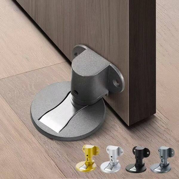 1 pieza Tope de puerta de acero inoxidable sin taladro, tope de puerta magnético antichoque fuerte, tope de puerta de piso de baño invisible, tope de puerta de mueble
