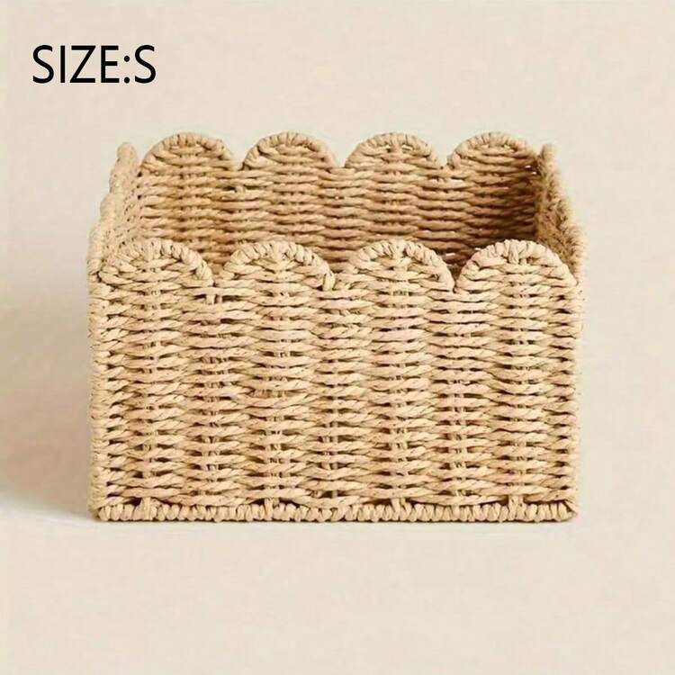 1个波西米亚风格编织收纳篮 - 多功能收纳盒，大容量收纳篮，适用于家庭、厨房、浴室、卧室、办公室，可放置在架子和抽屉上。 - 多色 - 查看 3