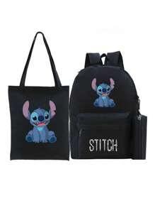 Disney Stitch Star Baby Peripheral Printed Backpack Set Student School Bag Backpack + Pencil Bag + Handbag Three Pieces Set School Season