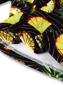 1 Pc Men's Stylish Pineapple Black Sweatpants With Comfortable Soft Mesh Lining And Long-Leg Boxers